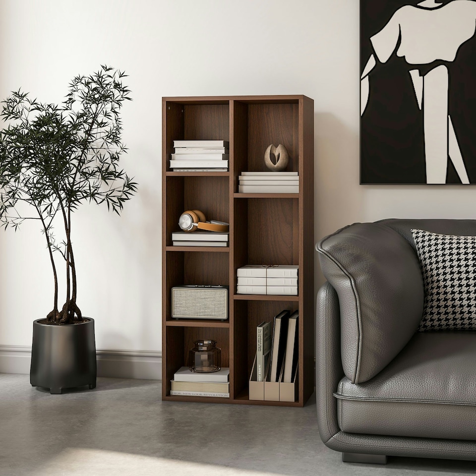 image 1 of HOMCOM Bookcase Modern Bookshelf Cabinet for Home Office Walnut