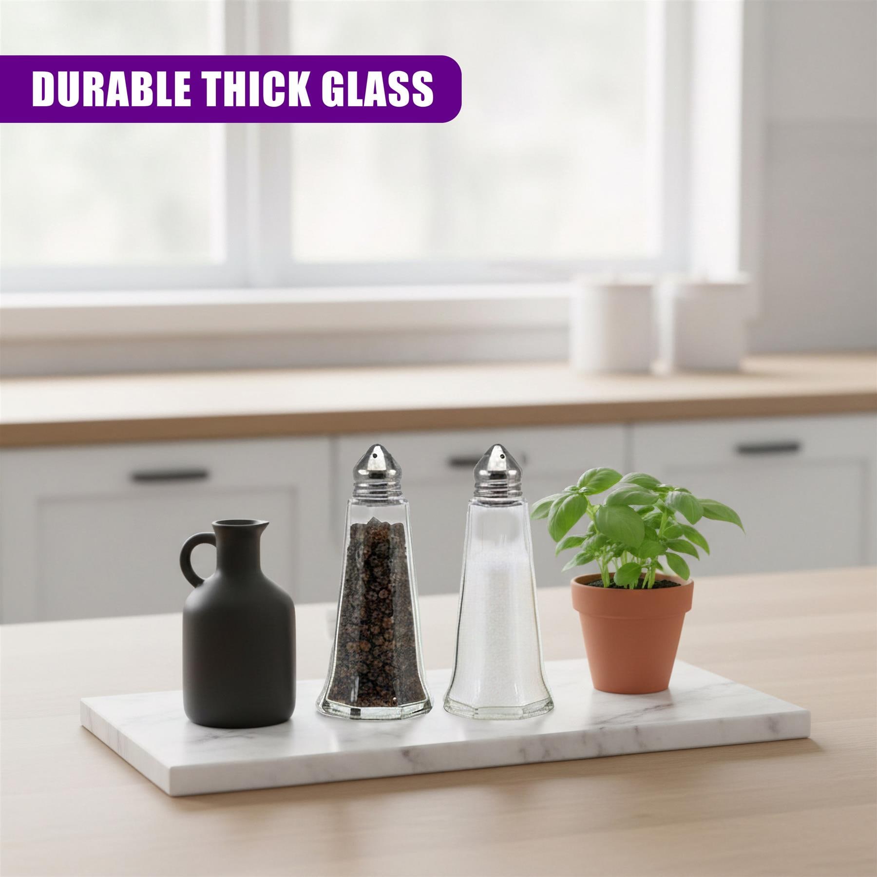 GEEZY Salt And Pepper Shakers Set Clear Glass 6 Pieces - Tesco