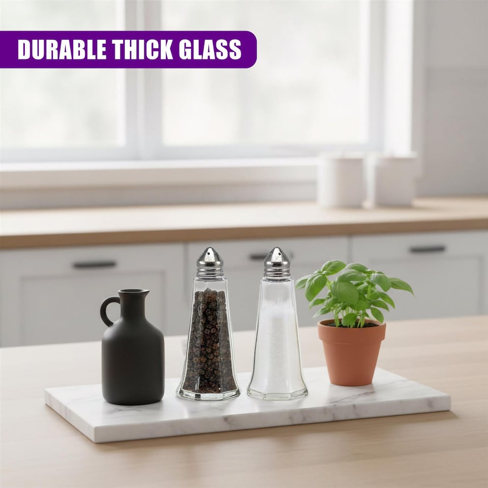 image 1 of GEEZY Salt And Pepper Shakers Set Clear Glass 6 Pieces