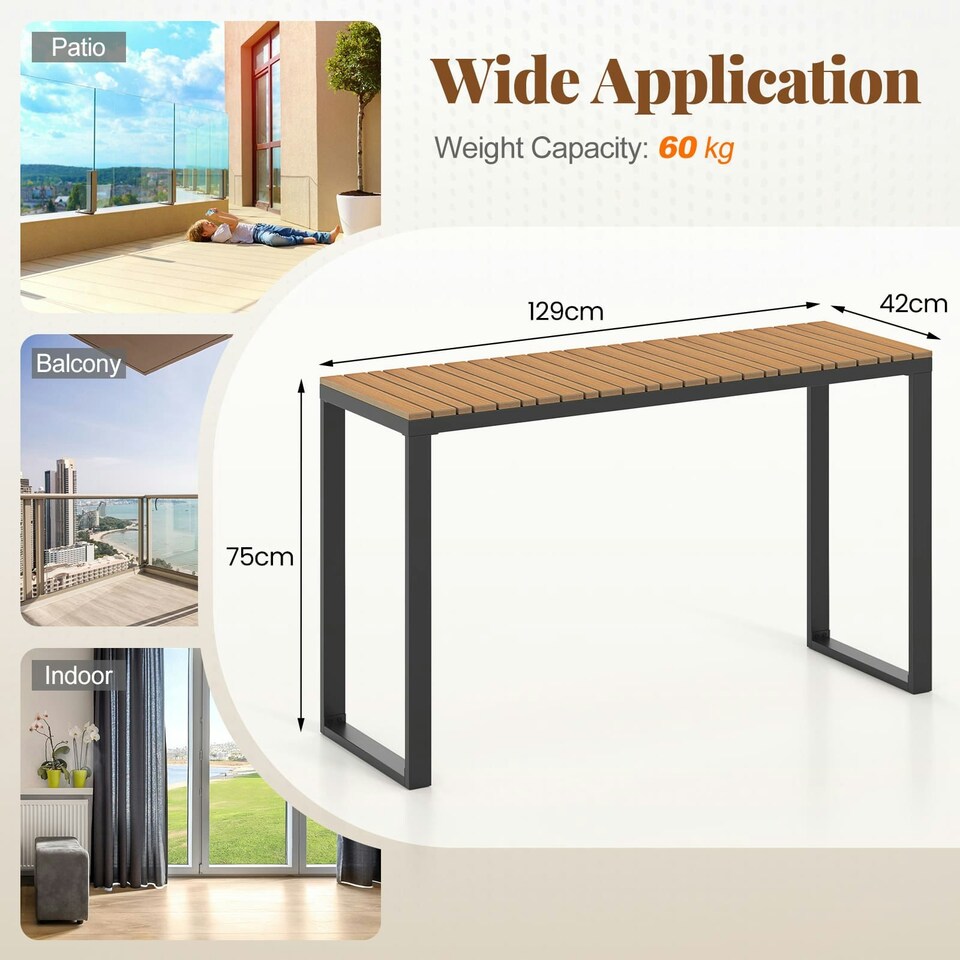 image 1 of COSTWAY Outdoor Rectangle Patio Side Table w/Metal Frame Brown