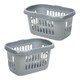 image 3 of 2 x Silver Plastic Laundry Utility Hipster Baskets For Transporting Washing Clothes Silver