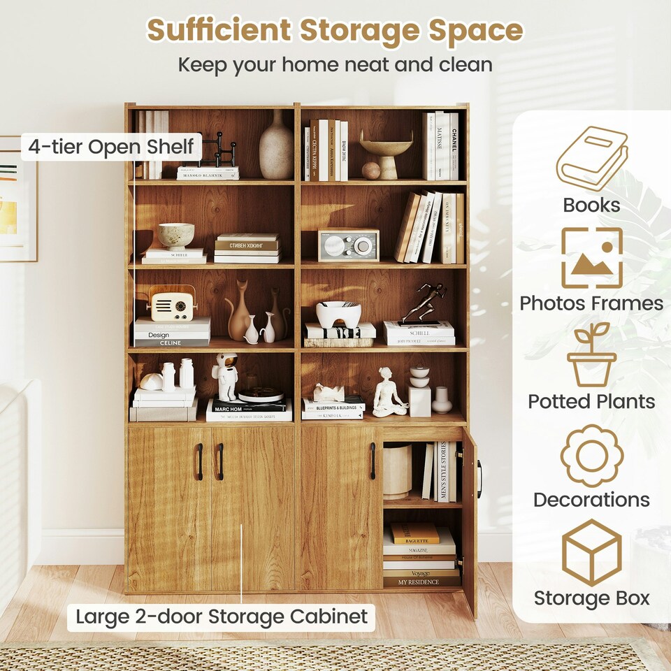 image 1 of COSTWAY 178 CM Bookcase 6-tier Modern Style Storage Natural Yellow