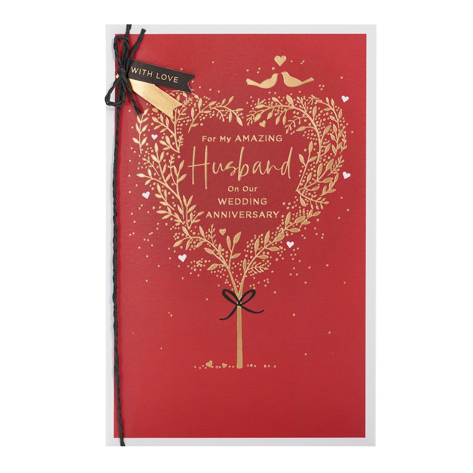 image 1 of Husband Wedding Anniversary card - Heart tree