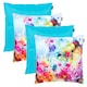 image 1 of 4PK Cushion x2 Spring Flower x2 Plain Aqua