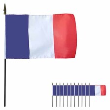 France Hand-held Cloth Flag - 6 x 4 Inches / 15 x 10cm - Pack of 12