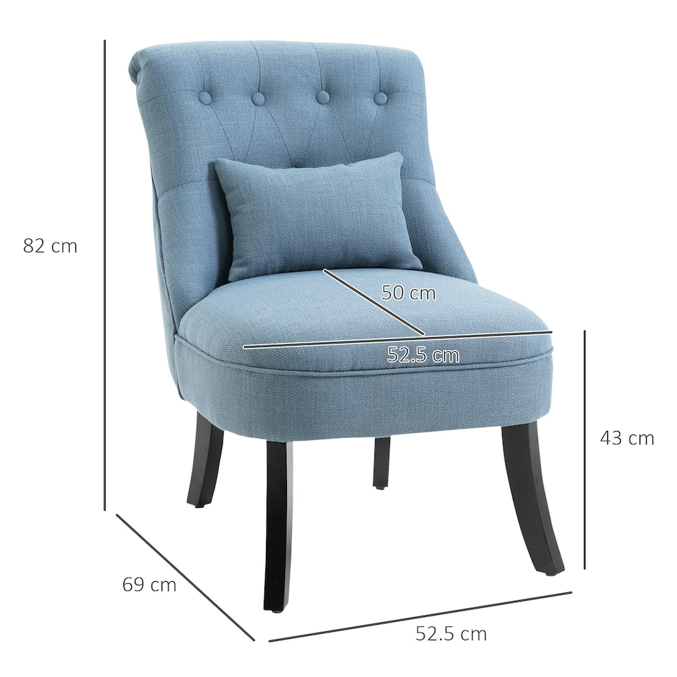 image 1 of HOMCOM Fabric Single Sofa Upholstered with Pillow Wood Leg Blue