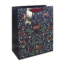 Woodland Christmas Large Navy Gift Bag 33cm