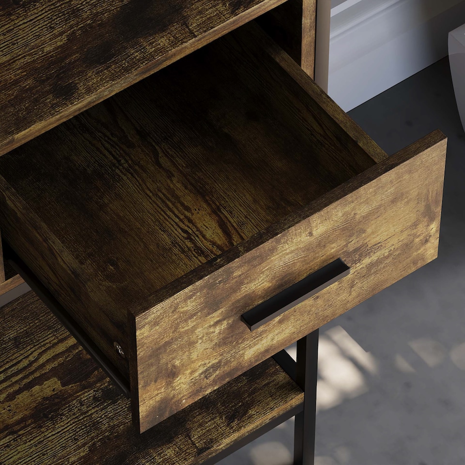 image 1 of Vida Designs Brooklyn 2 Drawer Console Table With Shelf, Dark Wood