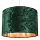 image 3 of Modern Green Crushed Velvet 12" Table/Pendant Lamp Shade with Shiny Copper Inner | Green | Forest Green | 1