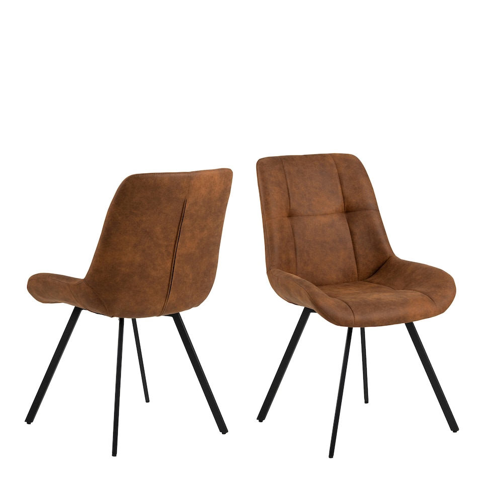 image 1 of Waylor Dining Chair in Brown Fabric Set of 2