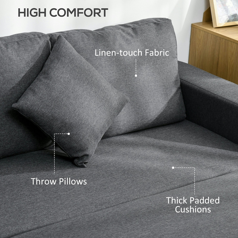 image 1 of HOMCOM Corner Sofa Bed w/ Storage, 3 Seater Pull Out, Dark Grey