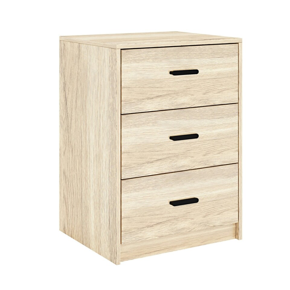 image 1 of Oak 3-Drawer Bedside Table Black | Accent Colour: Black