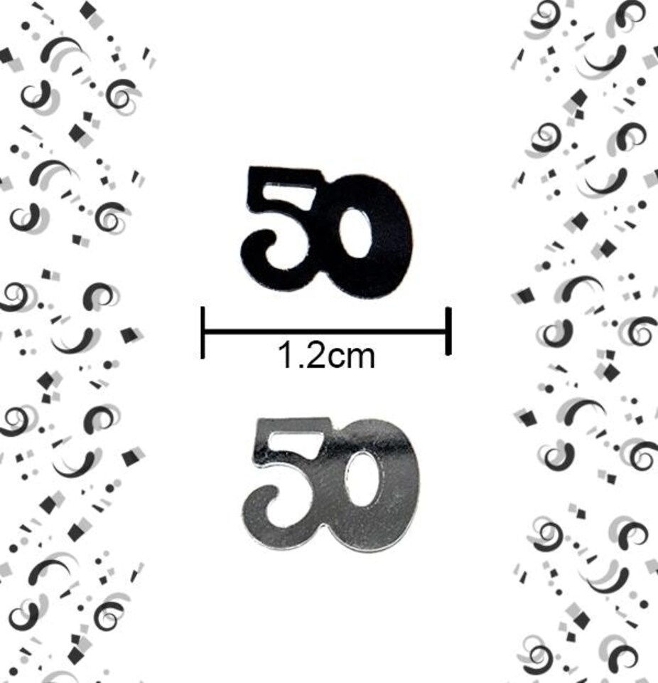 image 1 of 50th Birthday Confetti Black & Silver 4 pack x 14 grams birthday decoration Foil Metallic 4 pack