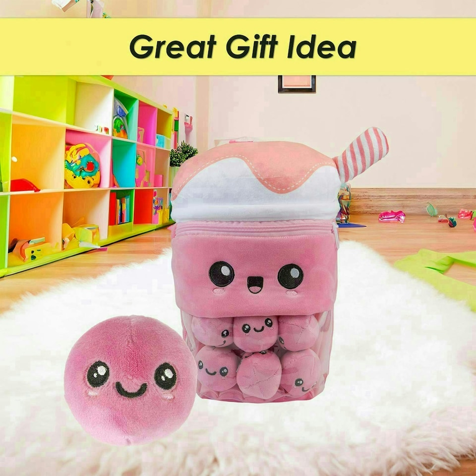 image 1 of Boba Tea Soft Toy Cute Plushie Huggable Cuddly Stuffed Toy Gift 35cm Pink
