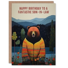 Fantastic Hipster Hippie Hippy Cardigan Bear Son Birthday Card