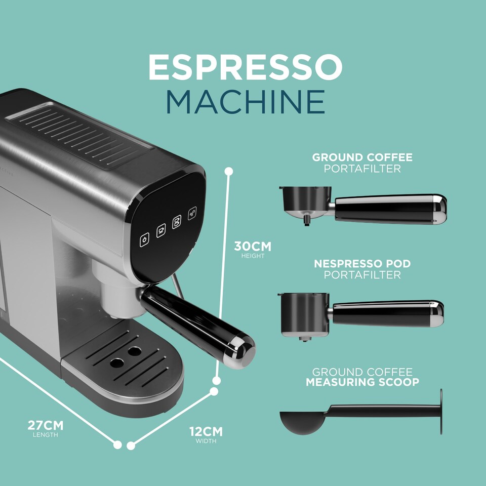 image 1 of DMD 3-in-1 Espresso Coffee Machine, 20-Bar, Milk Frother, Ground & Capsule Use, 1L Water Tank