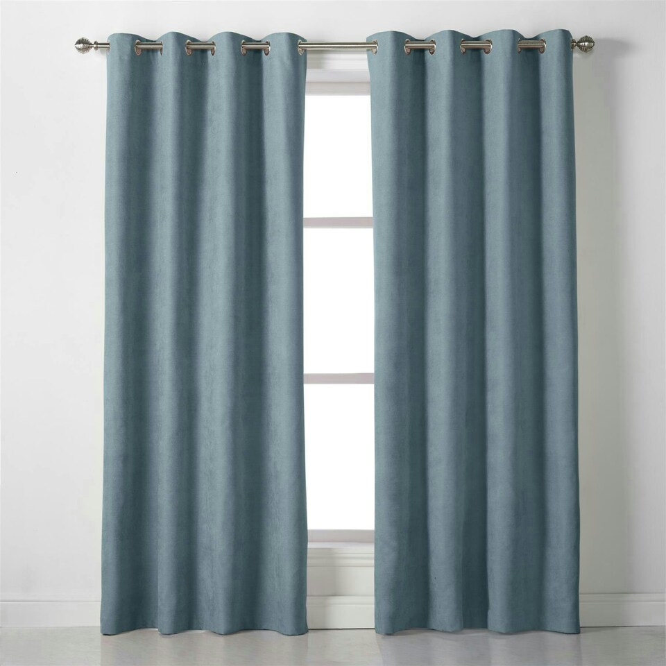 image 1 of Velvet Chenille Unlined Ring Top Curtains - 142cm x 229cm - Teal