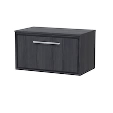 Balterley Longnor 1 Drawer Wall Hung Vanity Unit with Worktop, Woodgrain Graphite Grey, 800mm