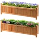 image 1 of GEEZY Wooden Rectangular Garden Flower Planters Brown Set of 2