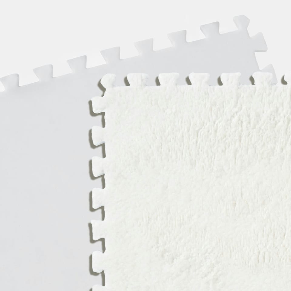 image 1 of OHS 36 Pack Teddy Fleece Interlocking Flooring Carpet Rug Tiles, 30x30cm - Cream