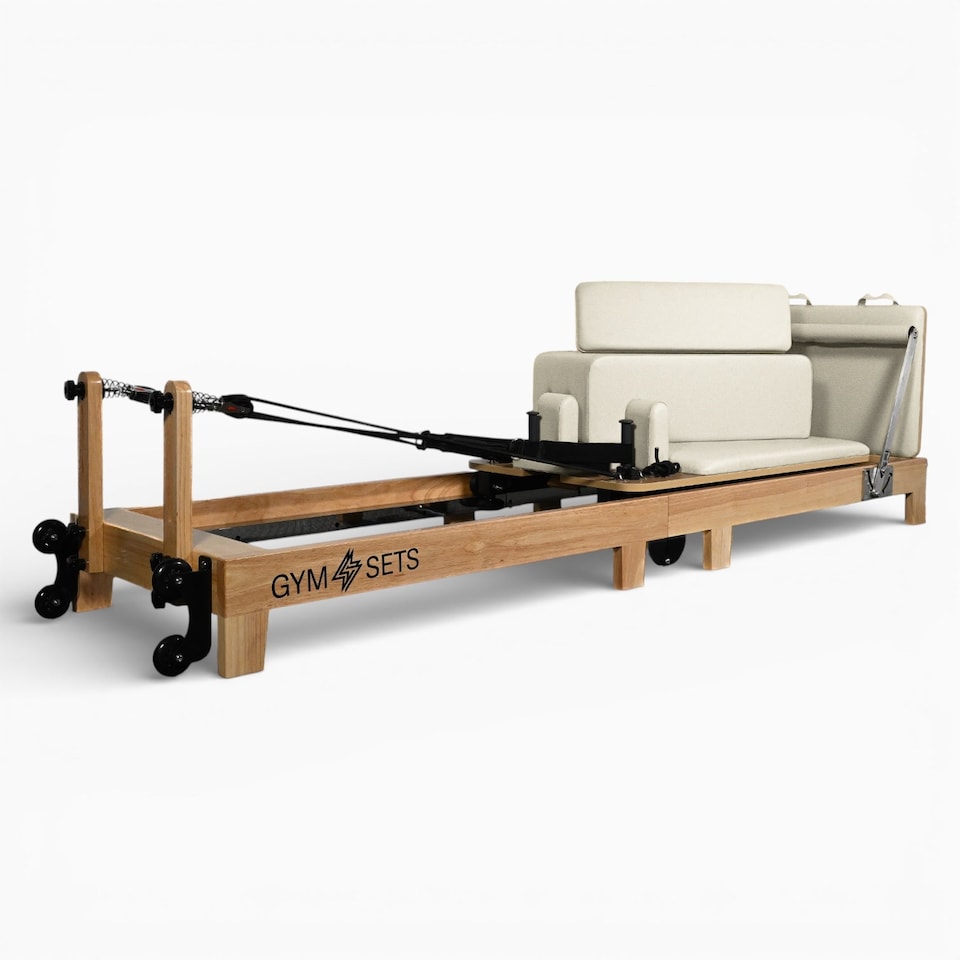 image 1 of GYM SETS Oak Reformer Pilates Studio Machine | Cream