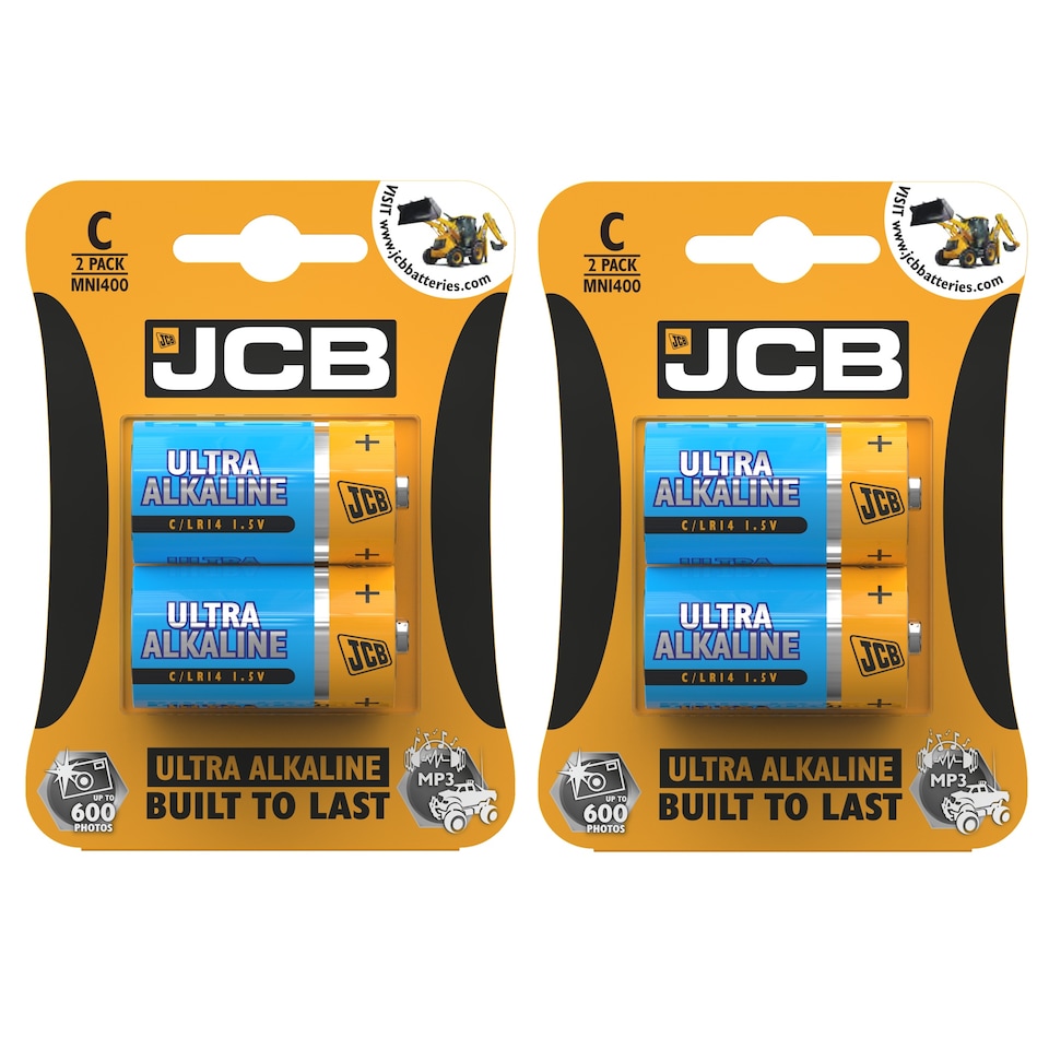 JCB C Size Super Ultra Batteries - Pack of 2 | Multi | C