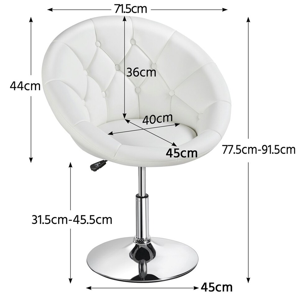 image 1 of Yaheetech Height Adjustable Modern Round Back Chair | White