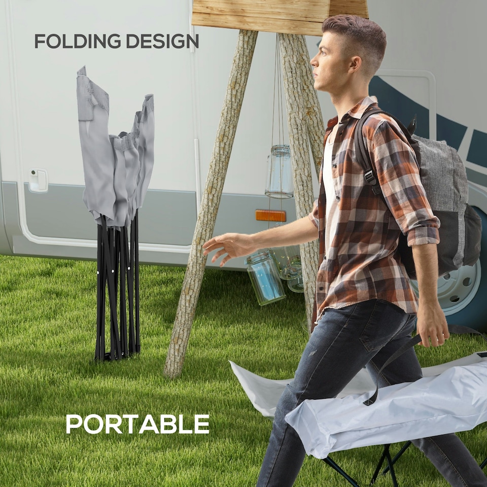 image 1 of Outsunny Folding Camp Bed, Single Travel Camping Cot with Side Pocket, Grey