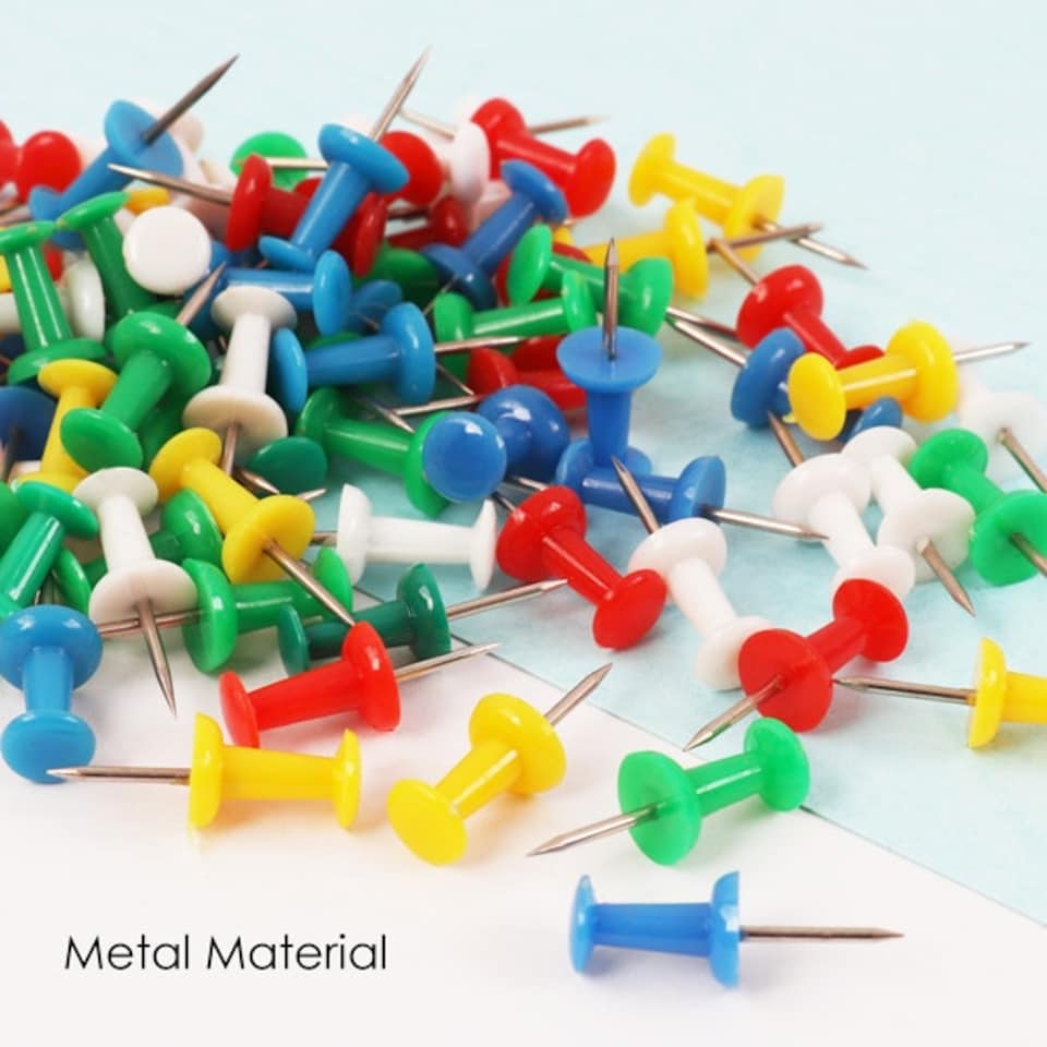 image 1 of Pack of 50 Assorted Coloured 25mm Push Pins