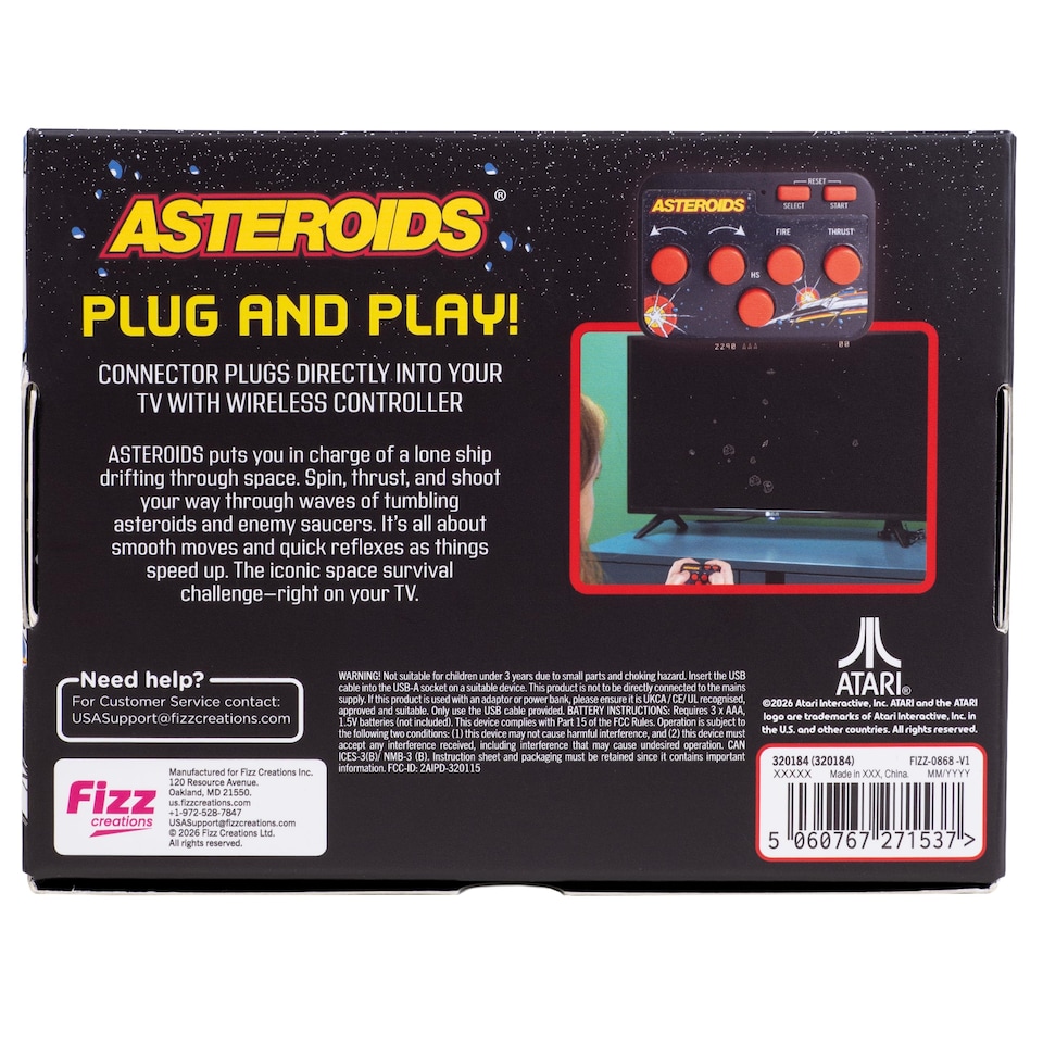 image 1 of Asteroids Plug & Play HDMI Arcade Console with Wireless Controller