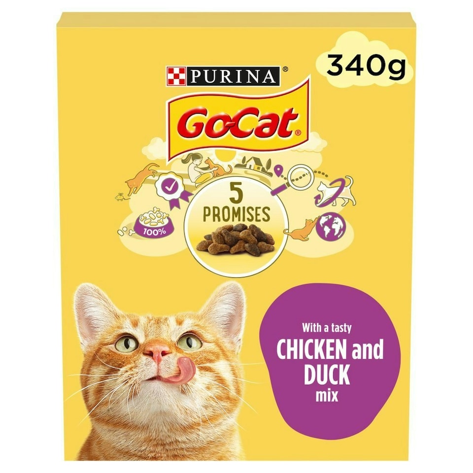 image 1 of Go-Cat with a Tasty Chicken and Duck Mix 1+ Years 340g (Pack of 6)