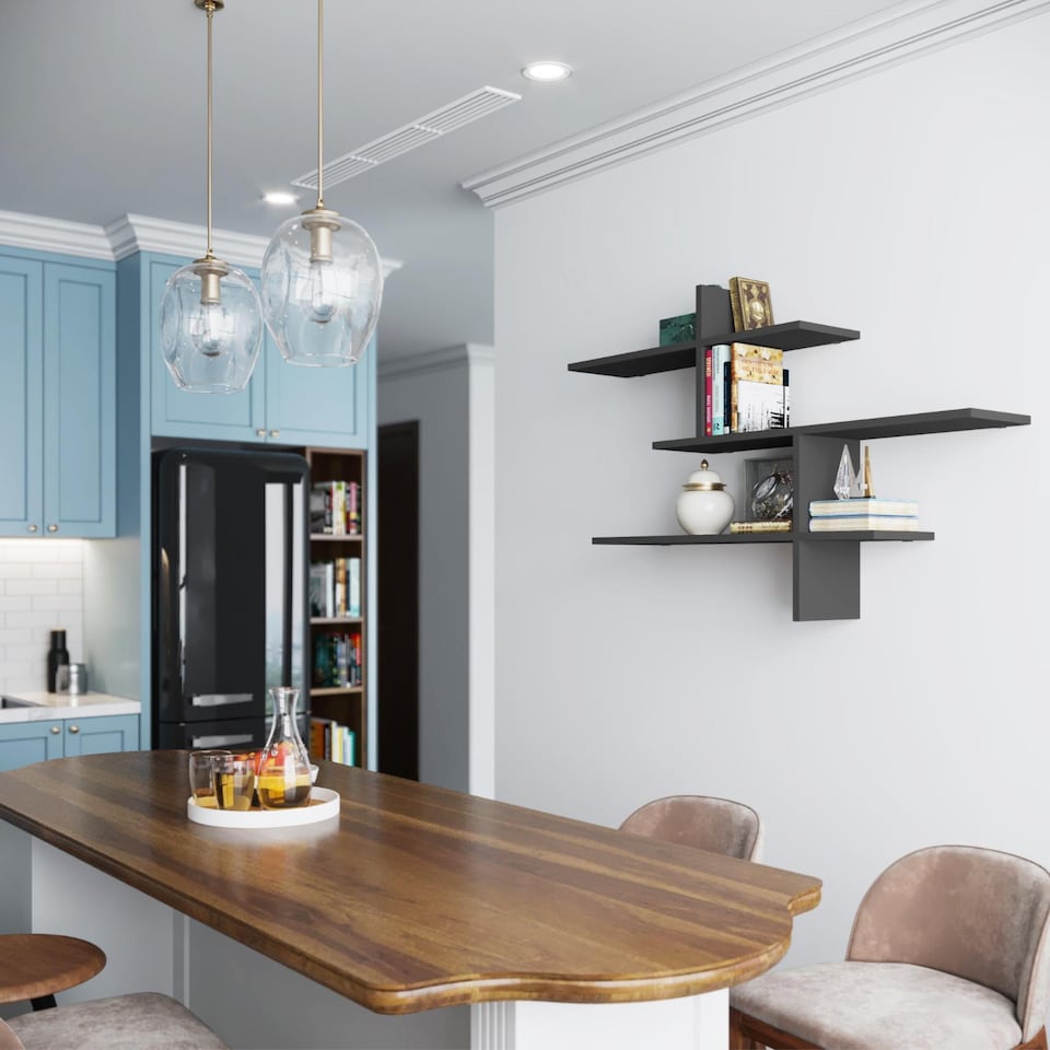 image 1 of Decortie Leo Wall Shelf 123x22x81cm Anthracite Grey