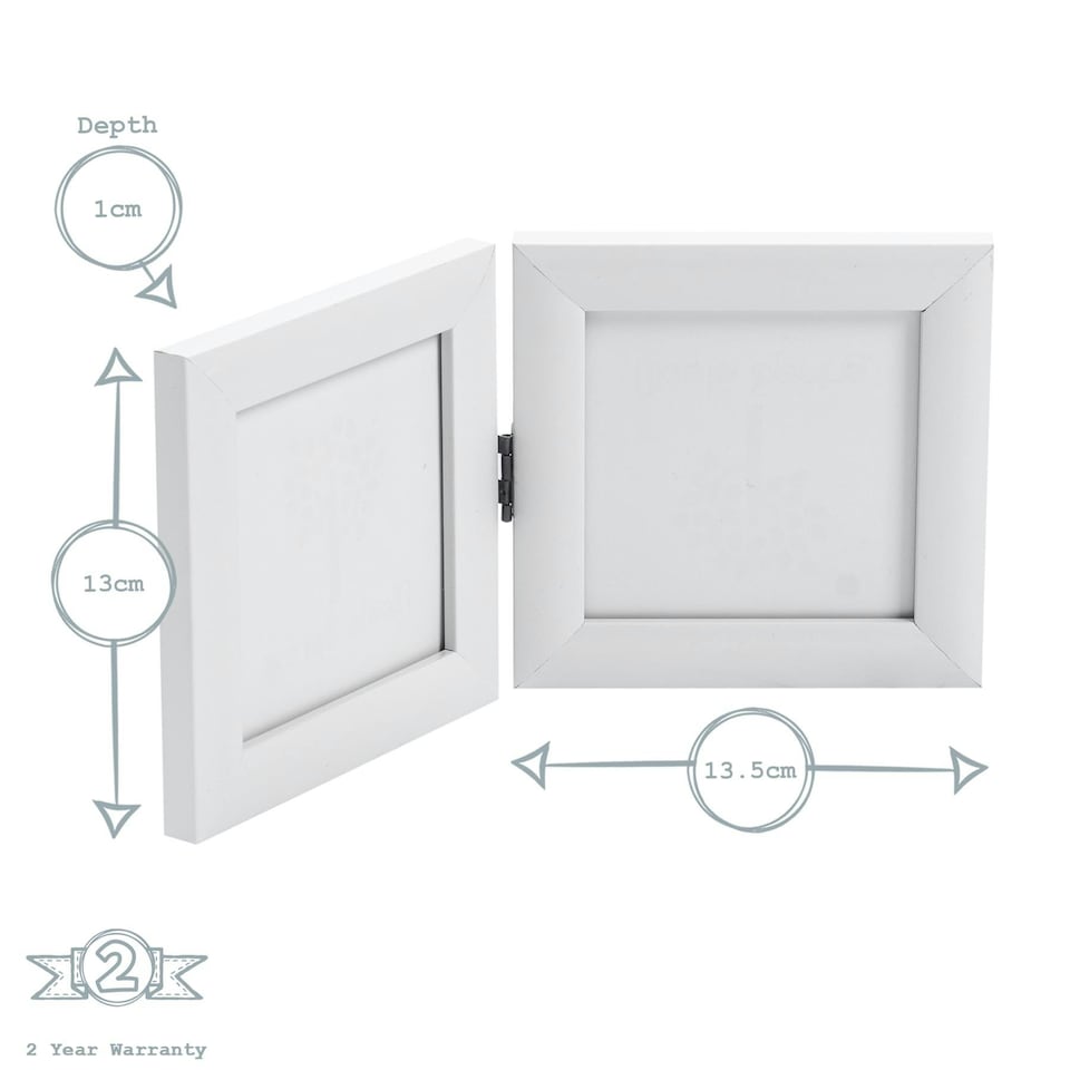 image 1 of Nicola Spring Folding 2 Photo Frame - 4 x 4'' - White