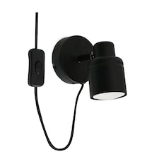 ValueLights Benton Black Adjustable Plug In Wall Light & Bulb | Black