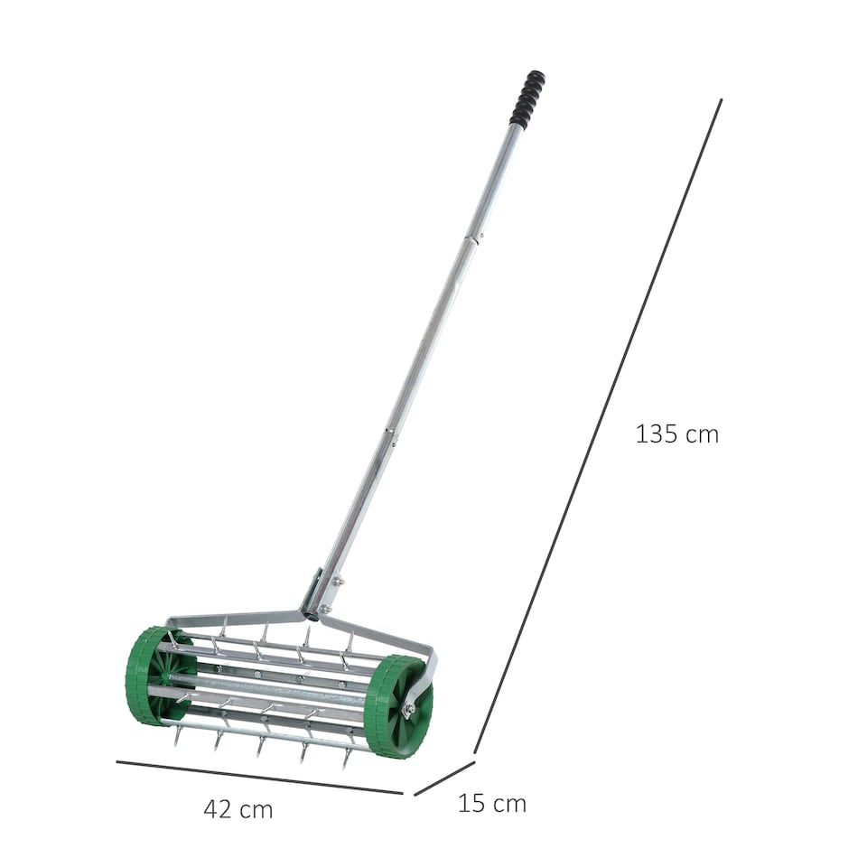 image 1 of Outsunny Lawn Aerator Outdoor Grass Care Garden Roller Manual Handle