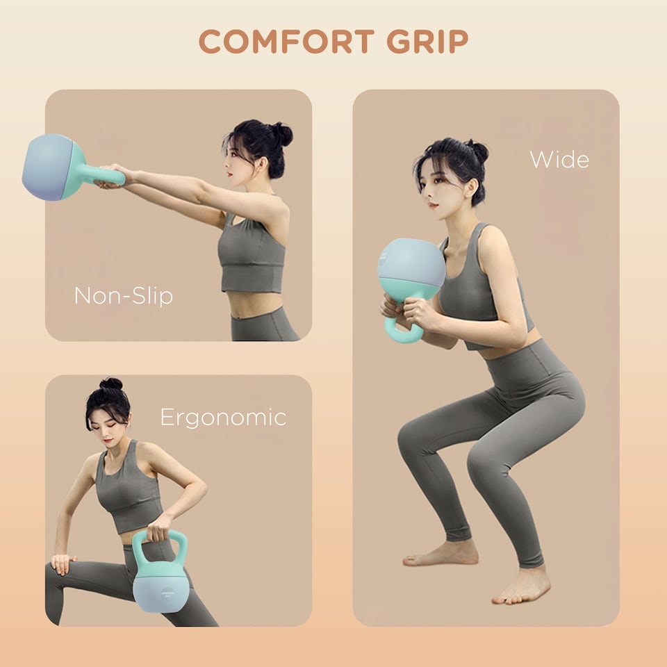 image 1 of (6KG, Grey and Green) SPORTNOW Soft Home Kettlebell with Non-Slip Handle
