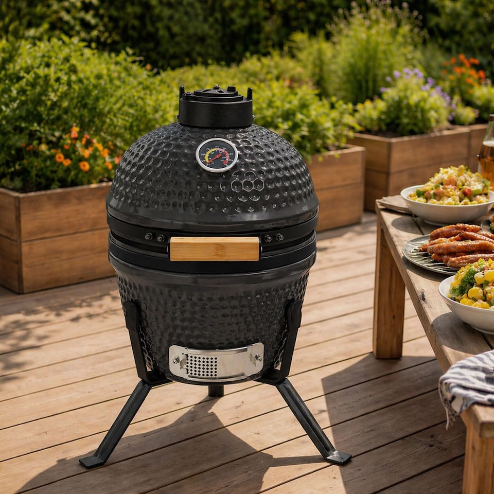 image 1 of Kamado 13" Ceramic BBQ Grill Smoker Charcoal Cooking Oven Portable