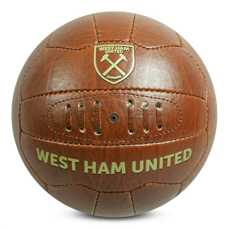 West Ham Size 5 Faux Leather Retro Football Brown