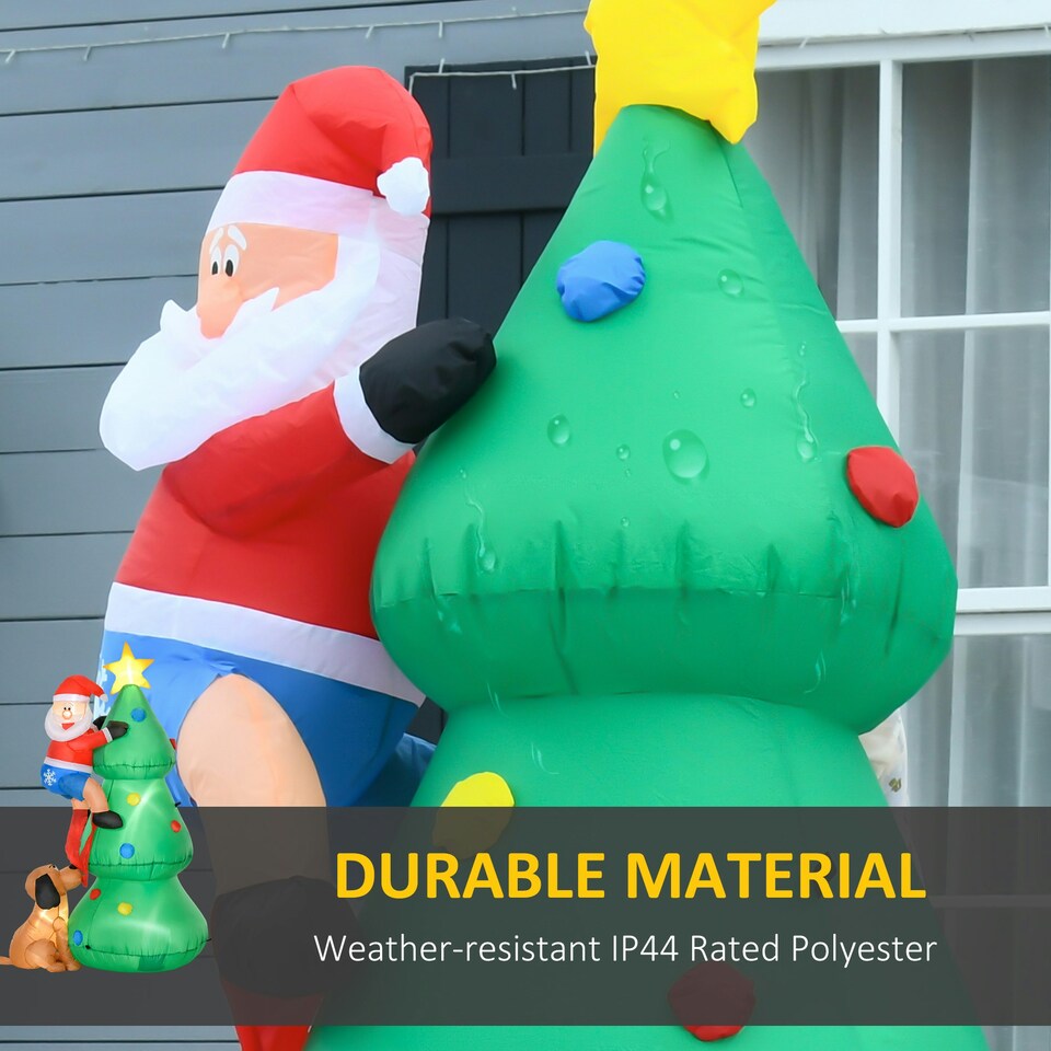 image 1 of HOMCOM 6ft Inflatable Christmas Tree, LED Light with Santa Claus Dog Decoration