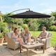 image 2 of Outsunny 3(m) Banana Parasol Cantilever Umbrella Garden | Black | Black | 3 m diameter