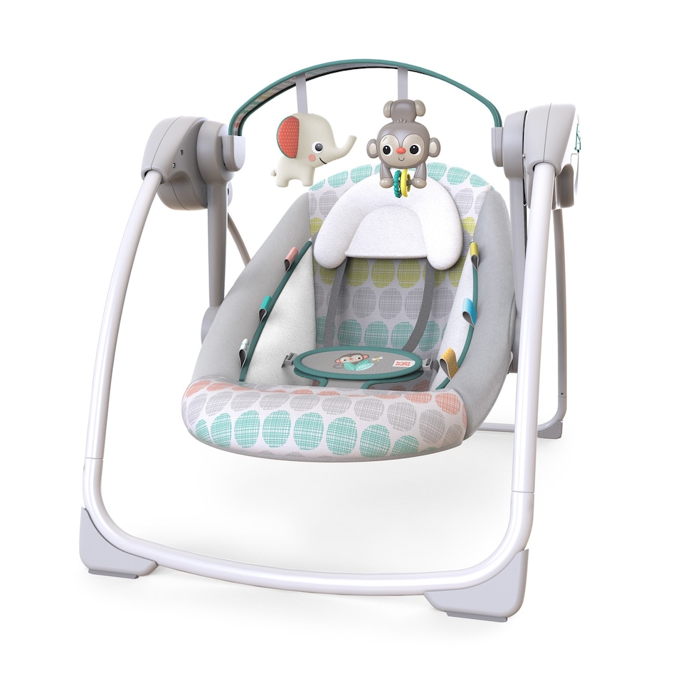 image 1 of Bright Starts Whimsical Wild Portable Compact Automatic Baby Swing with Music Newborn+