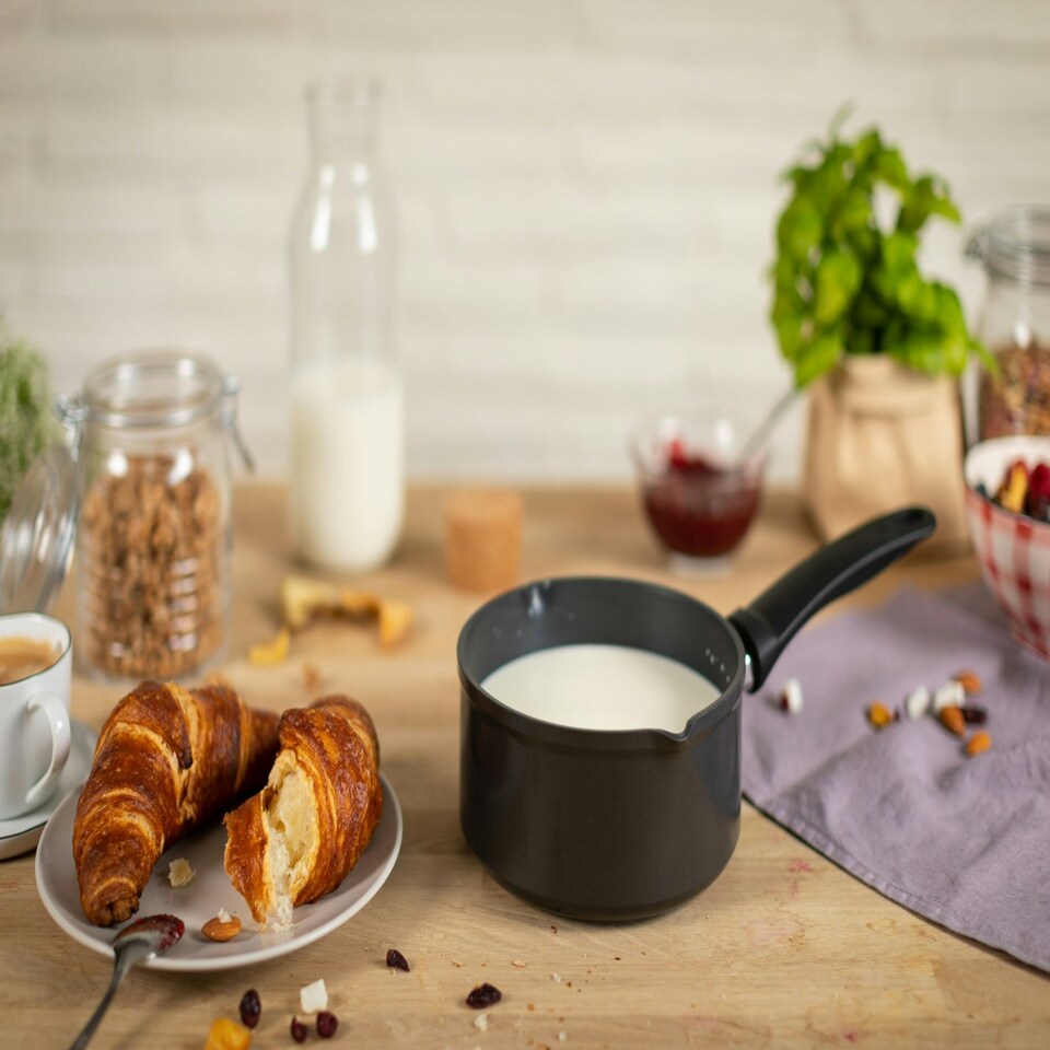 image 1 of Easy Induction Milk Pan 16cm Black