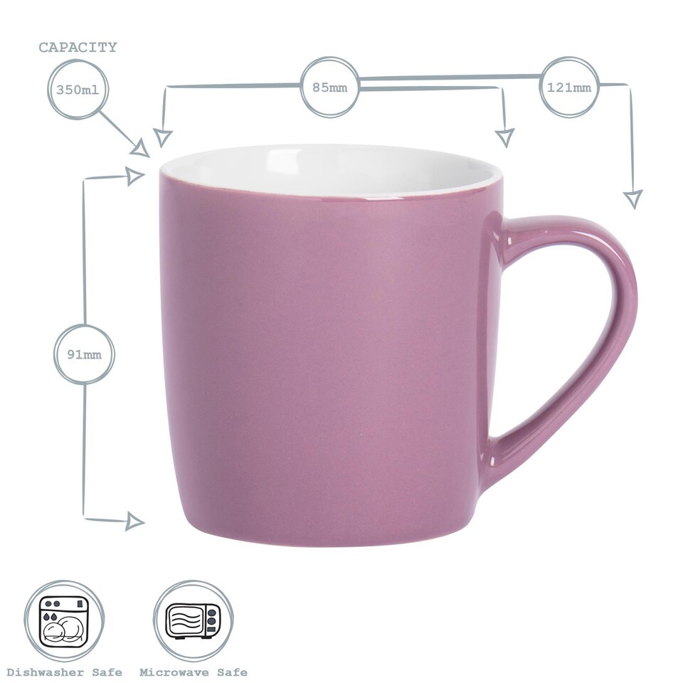 image 1 of Argon Tableware Coloured Coffee Mugs - 350ml - Purple - Pack of 6 | Purple | Purple | 6