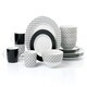 image 1 of 16pc Geo Black & White Dinner Set