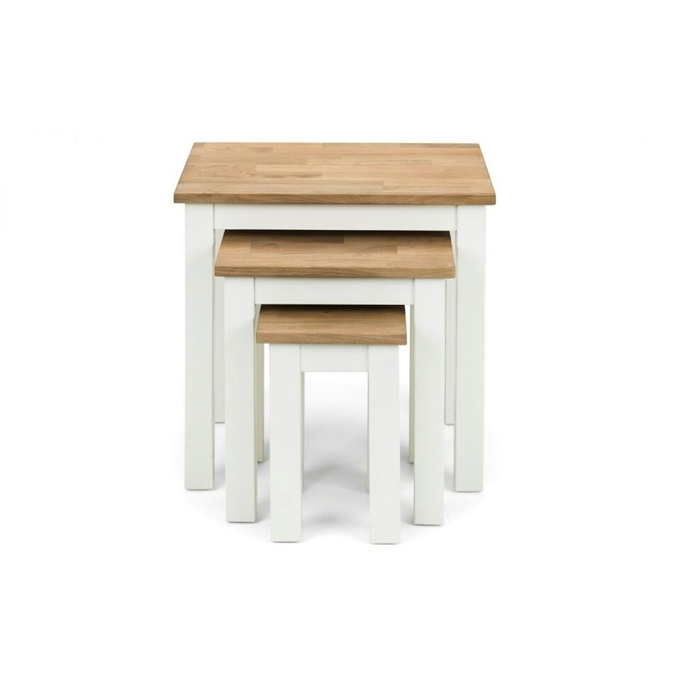 image 1 of Ivory and Oak Nest of 3 Tables White