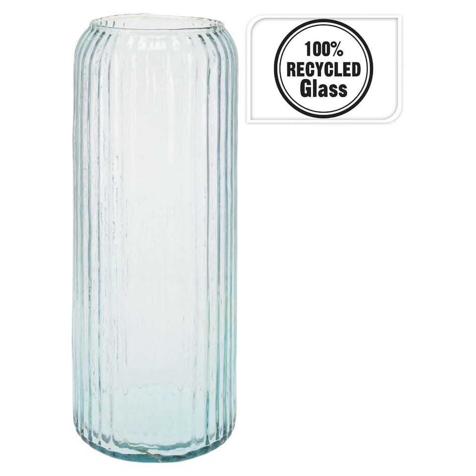 image 1 of 36cm Large Tall Decorative Glass Vase Flowers Arrangement Vertical Line Design