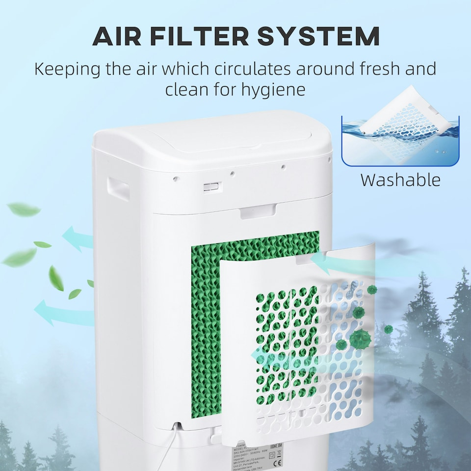 image 1 of HOMCOM Portable Air Cooler with Humidifier, Ice Packs, Oscillation, White