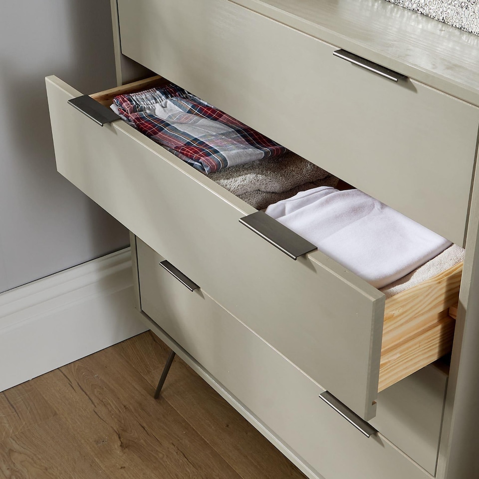 image 1 of Chest of 4 Drawers Clothing Cabinet Storage Organiser Bedroom Furniture | Grey