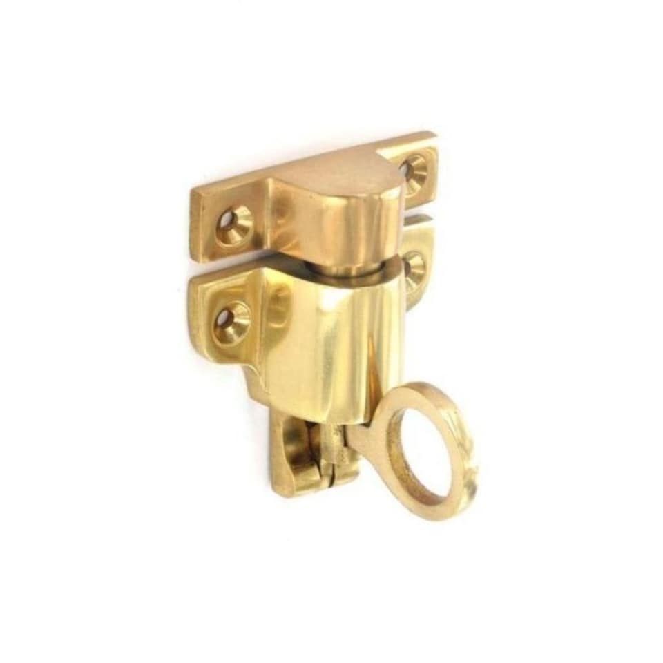 Securit Brass Fanlight Catch - Brass - 65mm