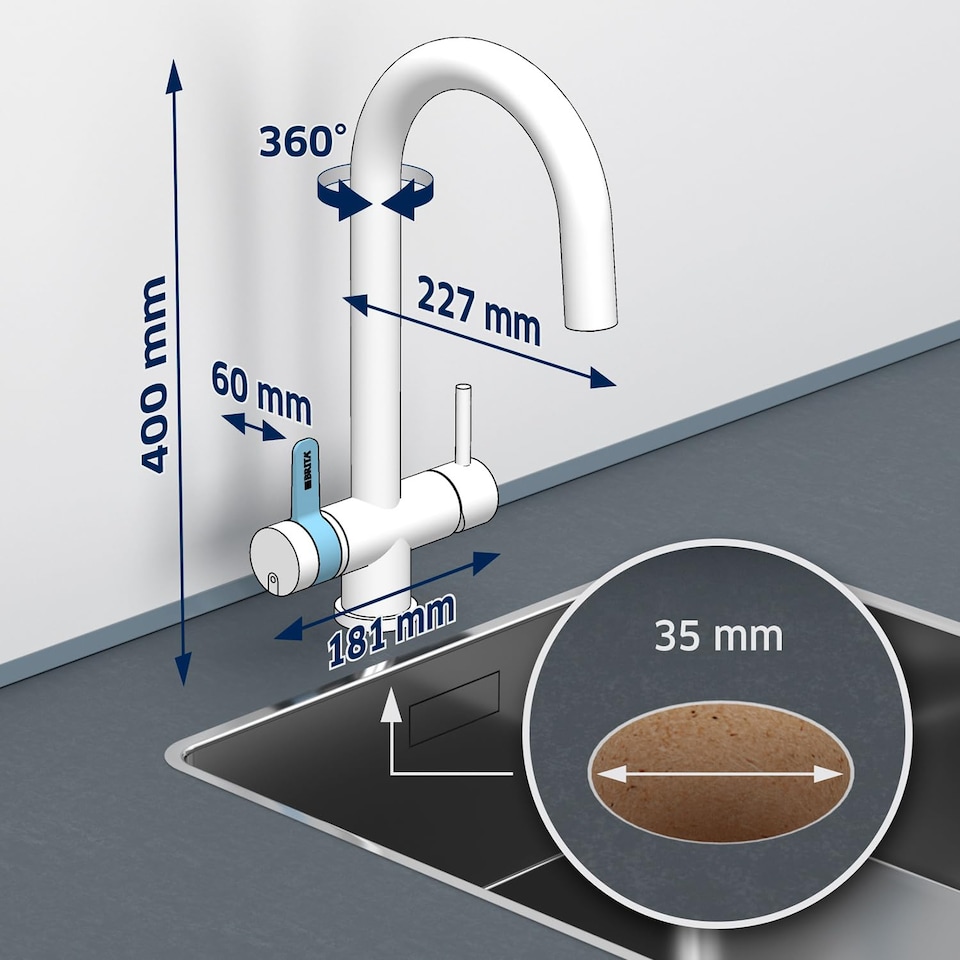 image 1 of BRITA mypure P1 Water Filter Kitchen Tap - Round - Includes 1x BRITA P1000 Cartridge